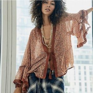 NWT Free People Lola Kimono Floral Top-‎ Small